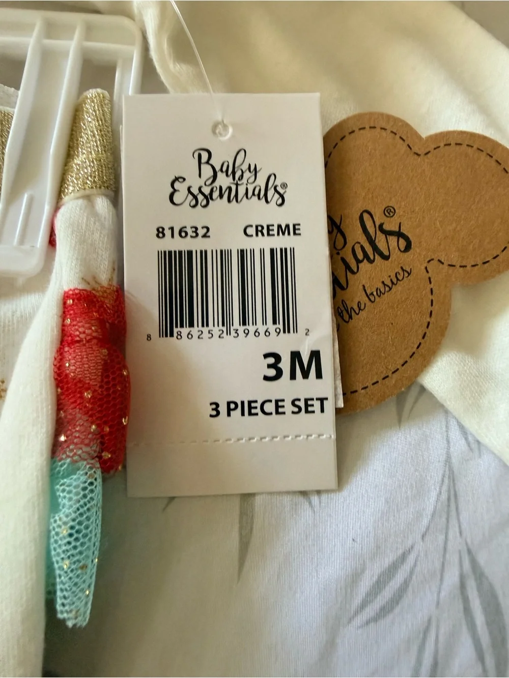 Baby Essentials Creme 3-Piece Set with Red and Teal Accents